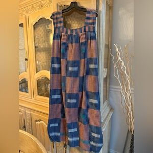 Sleeveless Maxi Dress in Navy and Rust Plaid